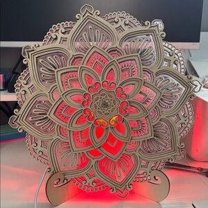 Intricate Mandala Design Lamp with Changing Color Glow